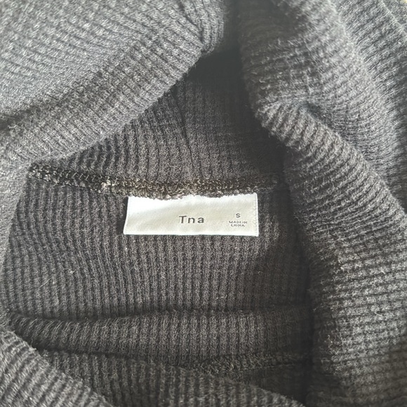 TNA black waffle turtle neck long sleeve shirt - Picture 3 of 5